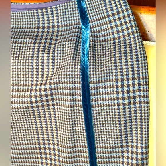 Worth Wool Suit Plaid With Blue Velvet Trim. Straight Skirt Woman’s Size 16 - Picture 10 of 16